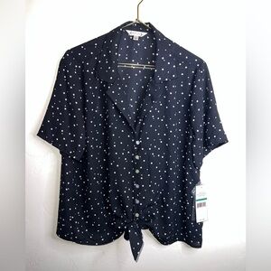 Nannette Black Short Sleeve Polka Dot‎ Button-Front Shirt